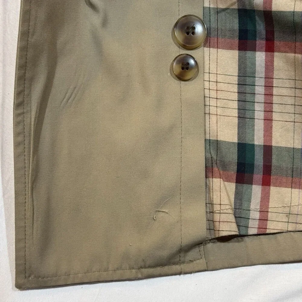Vintage Jos. A.‎ Bank All-Weather Khaki Trench Coat 46R Wool Liner Made in USA